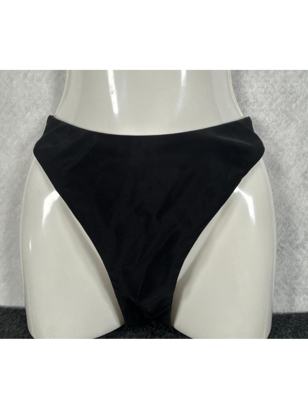 Shade & Shore Womens Medium Black Low Rise High Leg Cheeky Bikini Bottom NWT